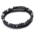 European and American Hot Selling Natural Volcanic Stone Tiger Eye Agate Beaded Leather Rope Men's Bracelet