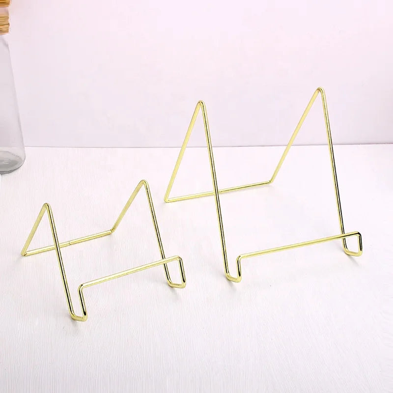 Metal Gold Plated Square Wire Tablet Plate Easel Stand Holder Display for Cookbooks Photos Picture Frames Platter