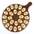 [DDP] Acacia Wood Deviled Egg Platter 12-Slot Egg Holder Serving Tray for Easter Party Reversible Cheese & Charcuterie Board