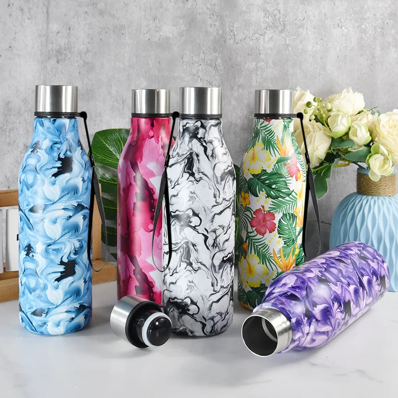 550ml Water Bottle Air Transfer Double Wall Vacuum Insulated Thermal Gym Sport Bottle Stainless Steel Tumbler with Handle
