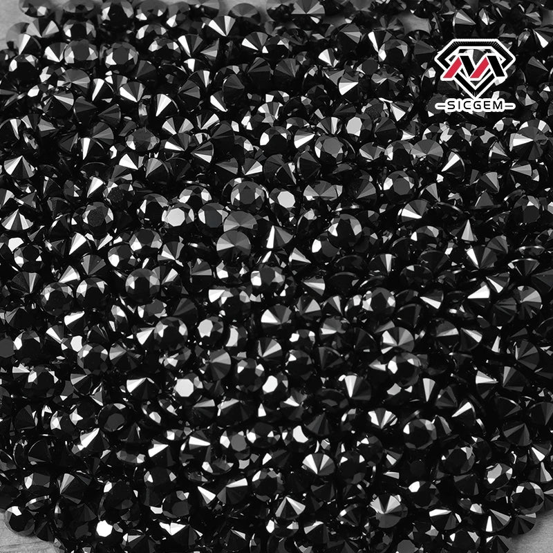 SICGEM Wholesale Loose Lab Created Moissanite Diamond Popular Black Color Brilliant Cut Melee High Quality Gemstone