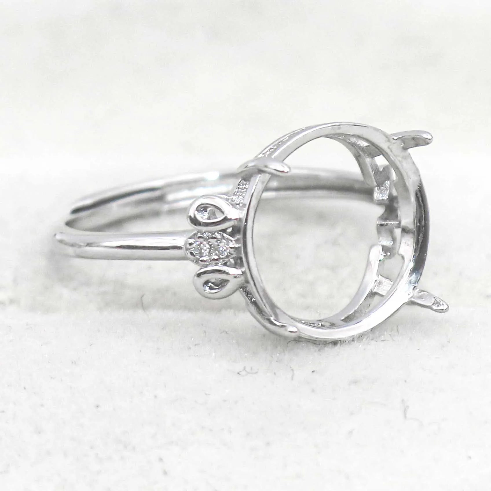 Sterling Silver 13*13mm Semi Mount Ring Empty Frame Blank Support Setting S925 Base Holder Without Center Stone for DIY Inlay