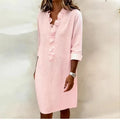 RNSHANGER Women Slim Fit Dress Summer Dress for Women Ruffle Trim Midi Dress with Pockets Long Sleeve Vacation V-neck Dress