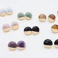 Factory Price Wholesale 16mm Round Rose Quartz Stone Stud Earrings Gold Plating Earings