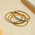 Gold Plated Steel Metal 18K Bracelet Bangle Zircon Inserting Narrow Band Cuff Bangle 4MM Width Color Diamond Tarnish Free