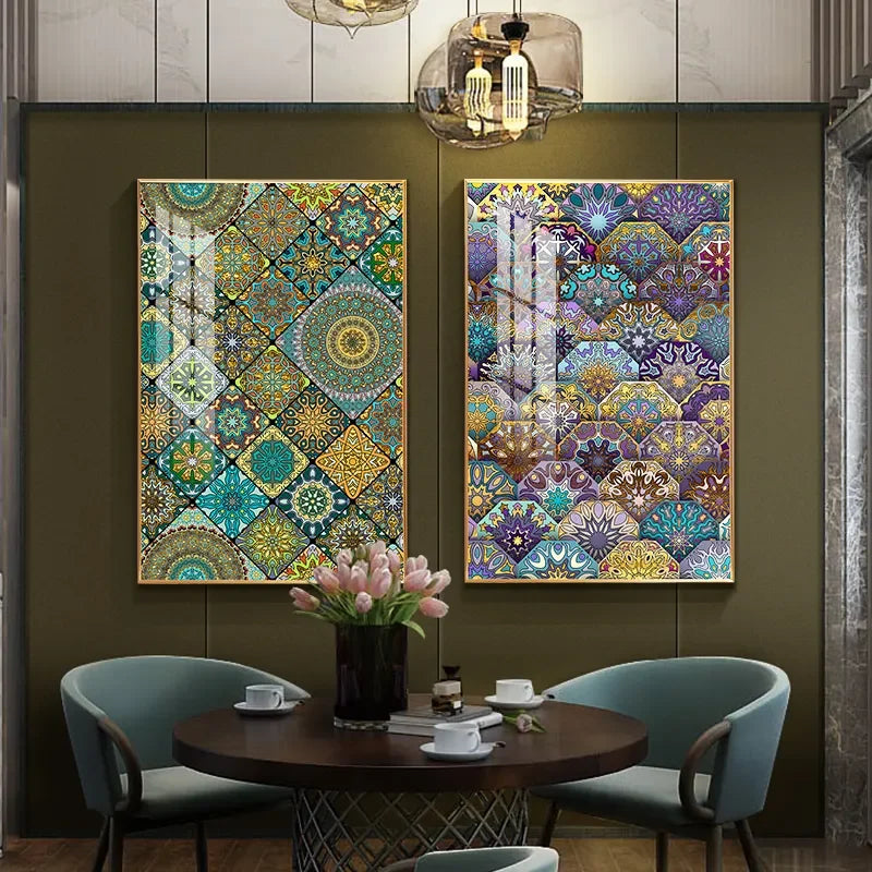 Home Decor Wall Glass Abstract Picture Art Decor Painting Uv Print Modern Glass Painting Colorful Crystal Porcelain Painting