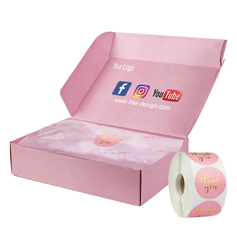 Hot Selling Eyelash  Corrugated Custom Mailer Boxes Cosmetic Packaging pink Shipping Box