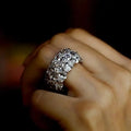 CAOSHI  925 Silver Plated Party Rings for Women Many Big Oval Gems Three Layer Promise Anillos Fashion Luxury Eternity Ring