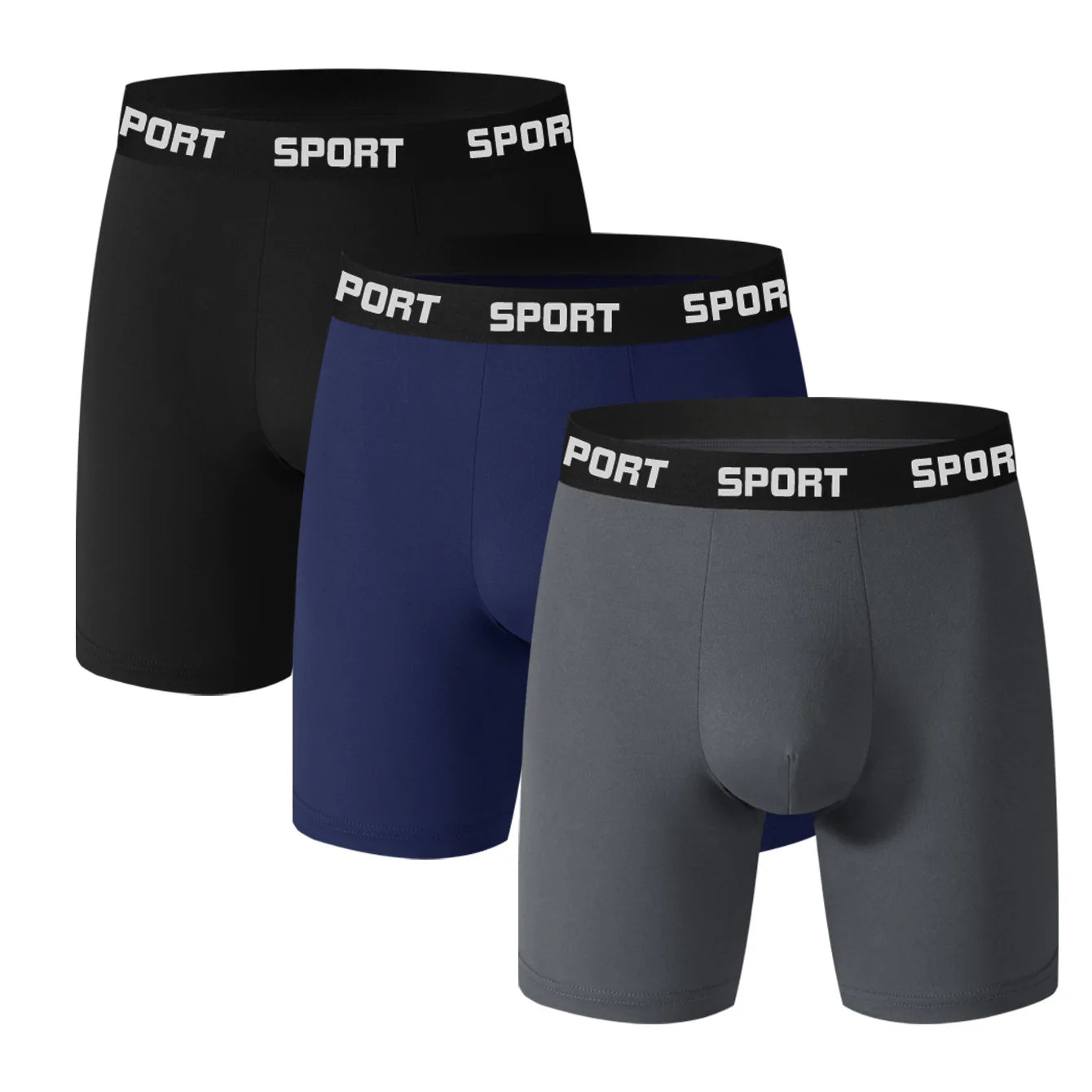 Good Quality Super Stretch Athletic Underwear Men's Breathable Workout Running Fitness Long Tube Sports Boxers Shorts