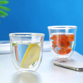 Custom Logo 80ml/300ml Double Wall Glass Cup Borosilicate Glass Thermal Espresso Cups