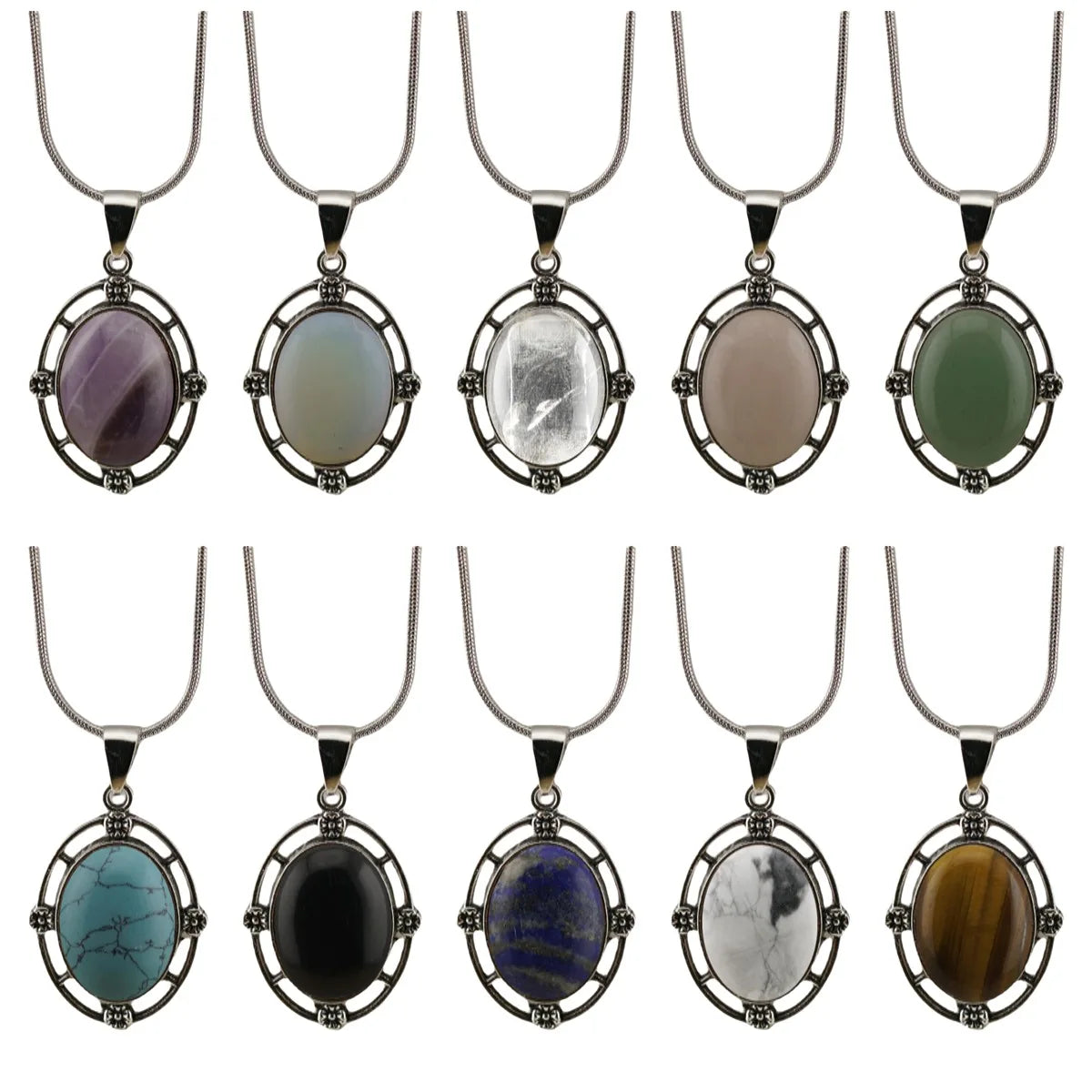 Vintage Fashion Natural Crystal Gemstone Pendant Necklaces Dainty Flower Choker Necklace for Women Stone Decoration Jewelry