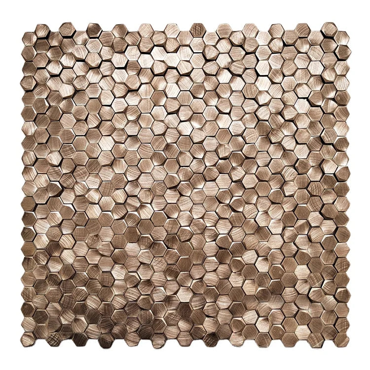 Luxury Wall Backsplash Tile Metal Mosaic Stock Clearance Gold Hexagon D Background Solid Hexagonal Aluminum Brushed Mosaic Tile