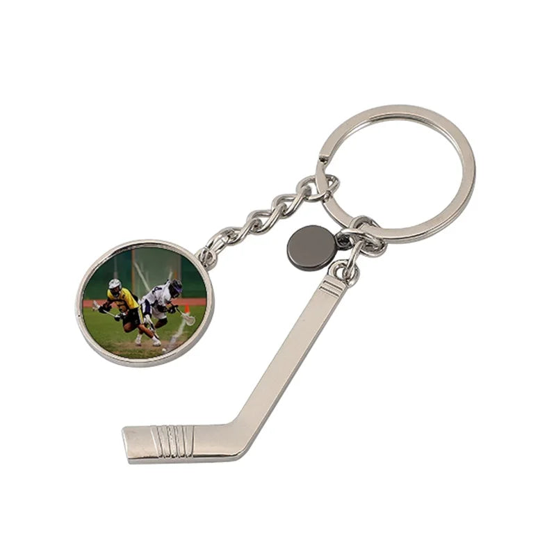 DIY Custom Sport Gift Keychain Sublimation Metal Blank Hockey Keychains