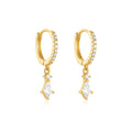 925 Sterling Silver Trendy Earrings Jewelry for Girls Geometric Rhombus Water Drop Diamond Gold Plated Hoop Earrings Women