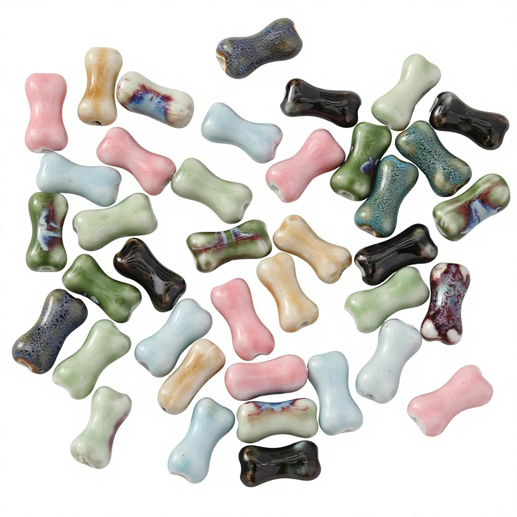 Wholesale Ceramic Bone Polymer Clay DIY Handmade Porcelain Beads Colorful Loose Beads for Jewelry Making Blue White Red