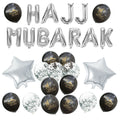 HAJJ MUBARAK Silver and Black Party Celebration Venue Layout Balloon Decoration Kit  EID MUBARAK Home Party Supplies XJ0475-2