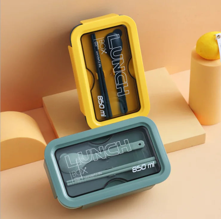 Eco-friendly with Dividers Personalize Food Grade Plastic Bento Lunch Box with Spoon and Fork