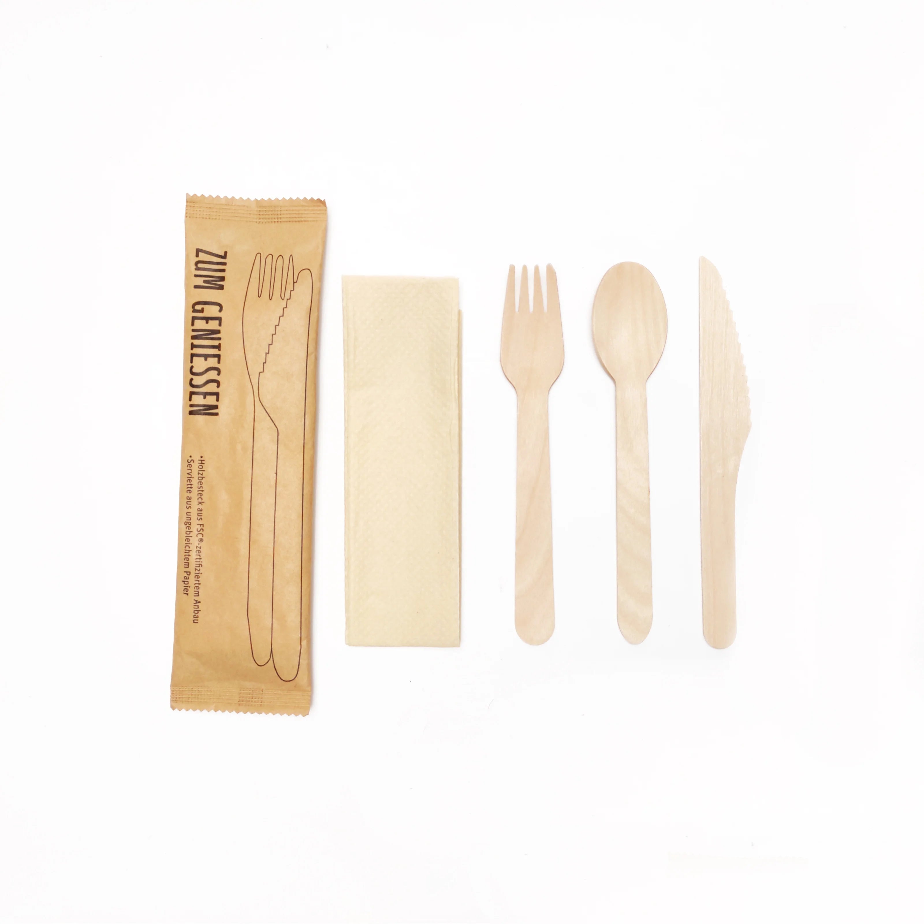 Manufacturer's Disposable Environmentally Friendly Wooden Cutlery Set for Parties Tableware That Is Kind to the Earth