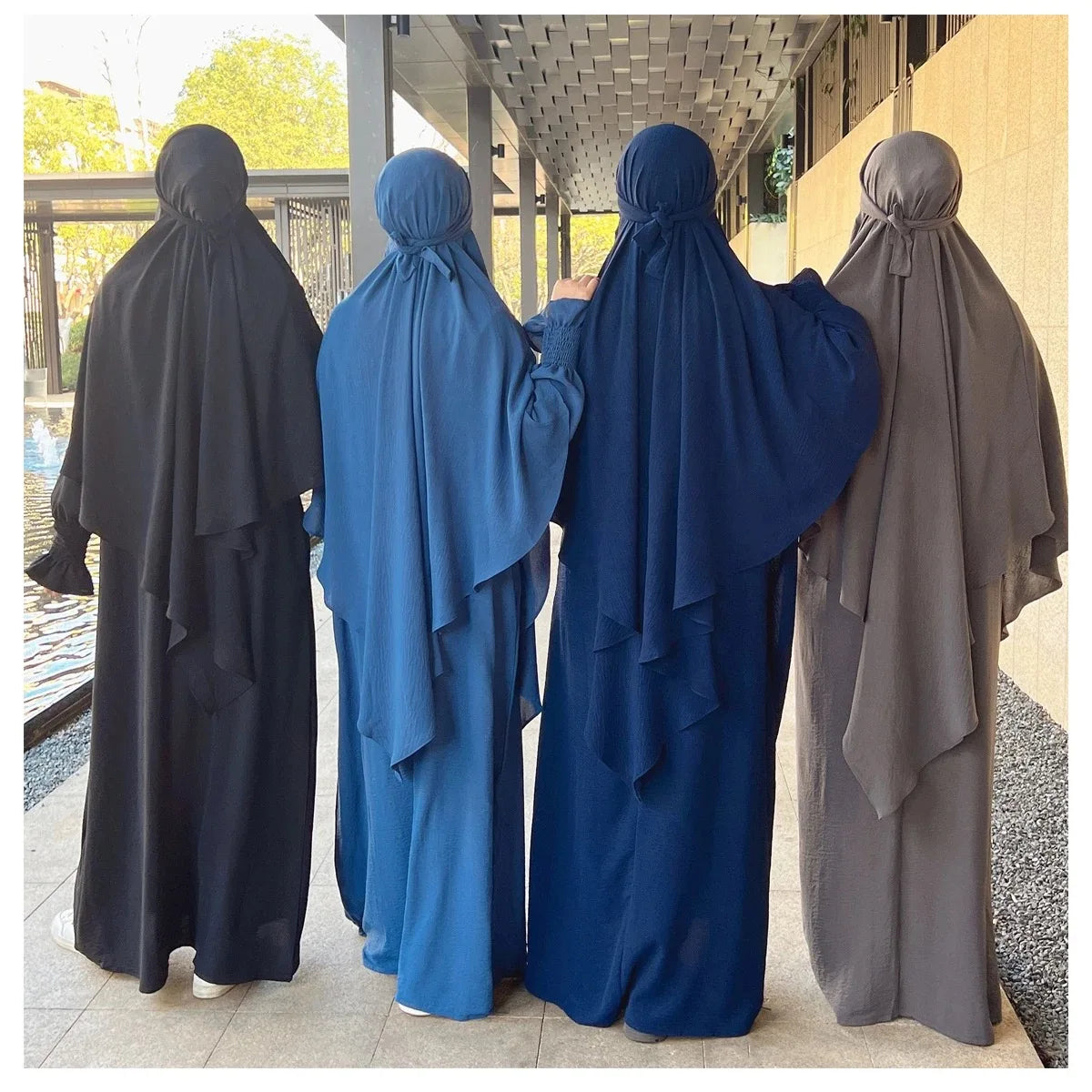 Muslim Prayer Islamic Khimar Two Piece Prayer Robe Abaya Muslim Prayer Dress 3 Piece Set Abaya for Women Batwin