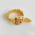 Adjustable Luxury Statement Finger Rings with Zircon Titanium Detachable Metal Soft Chain Belt Buckle-Trendy Style