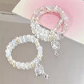 Double Layers Fantasy Popcorn Cracked Crystal Beads Bracelet Peachflower Charm Gradient Color Women Friendship Bracelet Jewelry