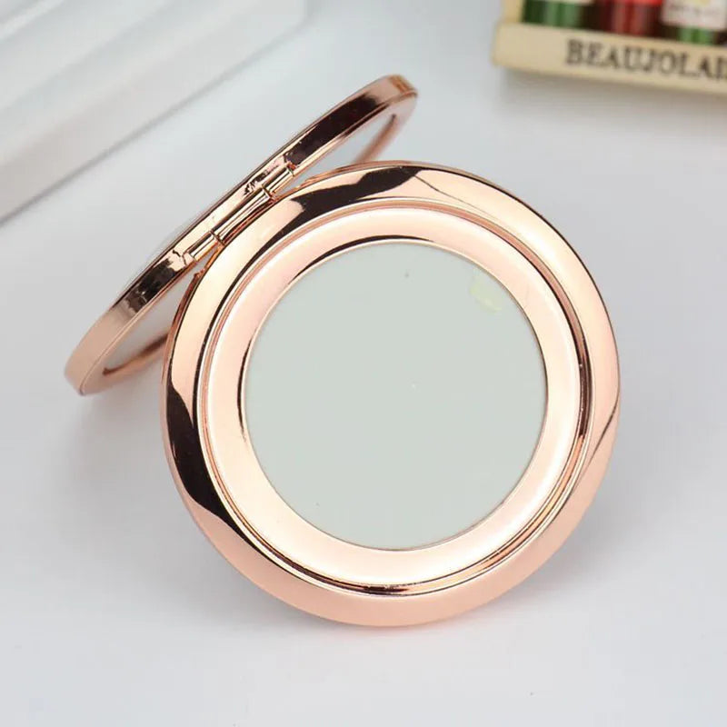 Custom 7CM Round DIY Makeup Mirror Fashion Metal DIY Sublimation Compact Mirror With Plate