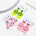 Fashion Sweet Girl Gift Colorful Glitter Umbrella Cartoon Jellyfish Green Tassel Pendant Pink Heart Acrylic Drop Earrings 2024