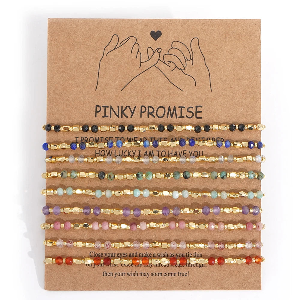 Go2boho Women's 9pc Daily Delicate Summer Beach Fashion Sets Multi-Dainty Stretch Golden Beaded Bracelets Wedding Parties Copper