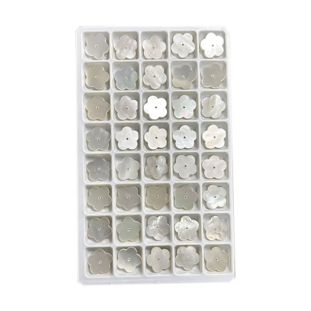 Natural White Mother of Pearl Shell Flat Flower Gemstone 12x12x2mm MOP Beads Stone