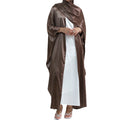 Modest Fashion Shiny Satin Batwing Sleeve Cardigan Open Abaya Hijab Dress Turkey Casual Dress Long Kaftan Robe