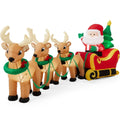 Christmas Outdoor Yard Decoration Inflatable LED Lighted Snowman Santa on Sleigh with Reindeers Gift Boxes Blow Noel Inflatable