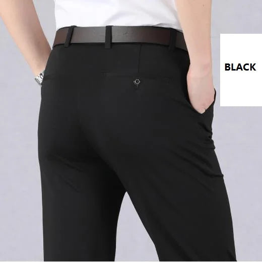 Thin Spring and Summer Casual Pants High Waist Middle Aged Mens Pants Elastic Trousers