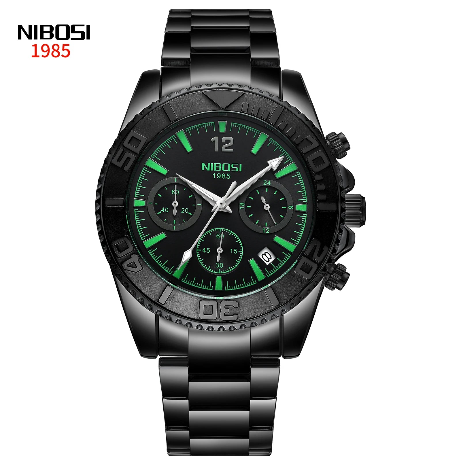 Nibosi 2517 Custom Made Brand Your Own Logo Luminous Gold Quartz Wristwatches Men Stainless Steel Watches