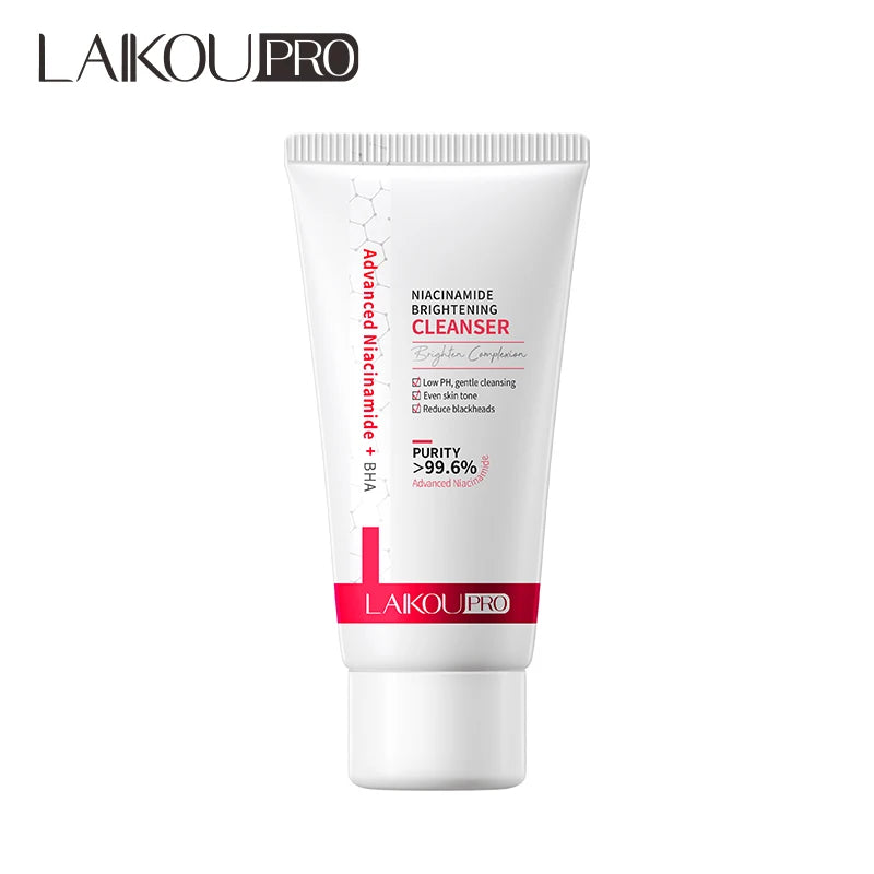 LAIKOU 50g Organic Niacinamide Brightening Cream Facial Wash Whitening Cleanser That Deep Cleans Pores and Minimizes Blackheads