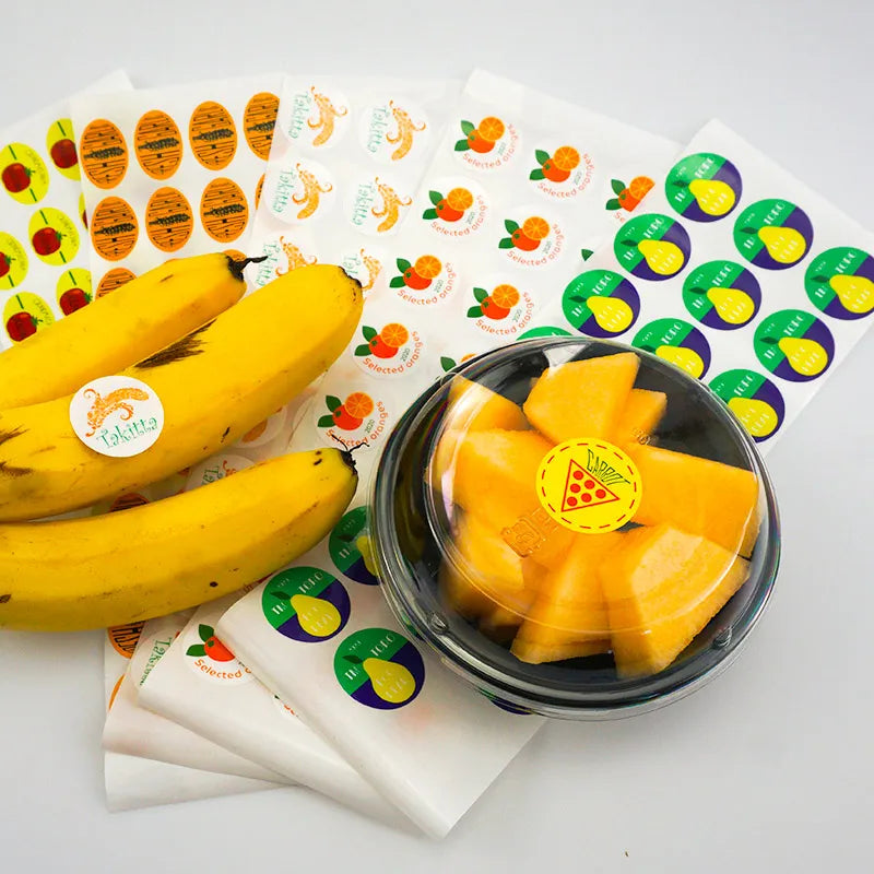 Custom Waterproof Self Adhesive Fruit Vegetable Round Printing Vinyl Stickers Label