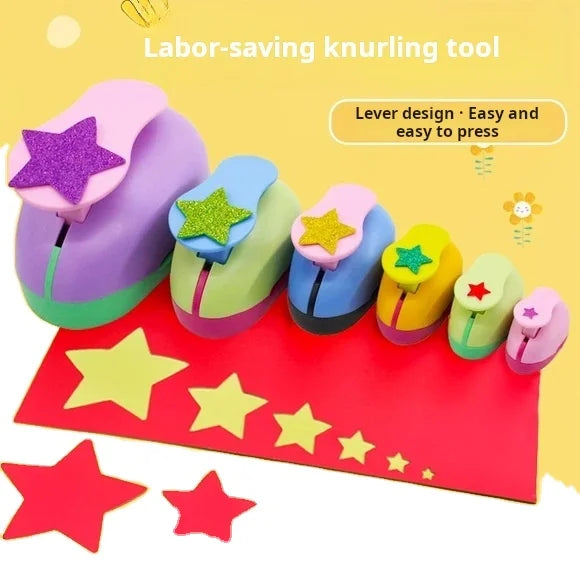 Children's Labor-Saving Star-Shaped DIY Punch Mold Round Punch Machine Tool for Crafting Holes
