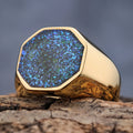Custom Men Stainless Steel Geometry Gold Silver Color Initial Enamel Band Rings Fashion Mens Signet Rings