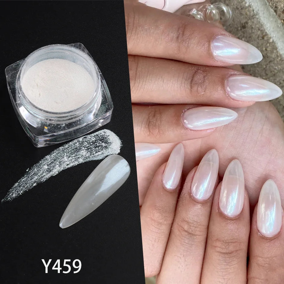 Wholesale Popular Nail Powder Aurora White Pearl Glitters Chrome  Nail Mirror Powder