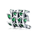 925 Sterling Silver Green Zircon Tree Leaves Beads Fit Charm Bracelet DIY Women Silver Jewelry Accessories SCC567
