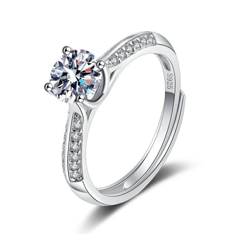 Free Size Adjustable 925 Silver Women Ring for Wedding Engagement Jewelry Diamond Ring Moissanite Rings