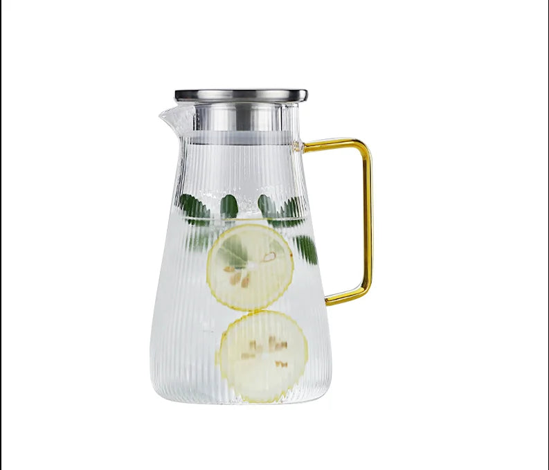 Custom Made Promotion Gift Borosilicate Transparent Cold Water Glass Jug With Handle and Lid