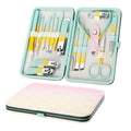 New Arrival Gradient Color Stainless Steel Leather Fashionable Manicure Set 7/10/12/15/18pcs Nail Clipper Portable Pedicure Care