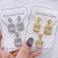 New Stainless Steel Diamond Necklace and Earrings Set European and American Simple and Versatile Fashion High-end Clavicle Chain