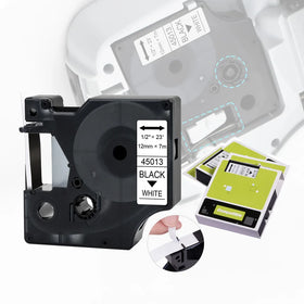 Weemay Compatible Dymo D1 Standard Labels 12mm * 7m Black on White 45013 Tapes for Labelmanager Printer