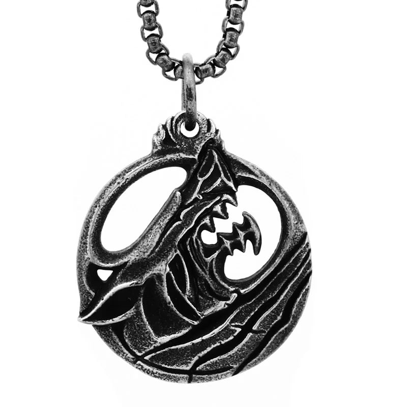 SS8-852P 2023 New Creative Design Viking Wolf Pendant Vegvisir Nordic Myth Scandinavian Pendant Round Stainless Steel Jewelry
