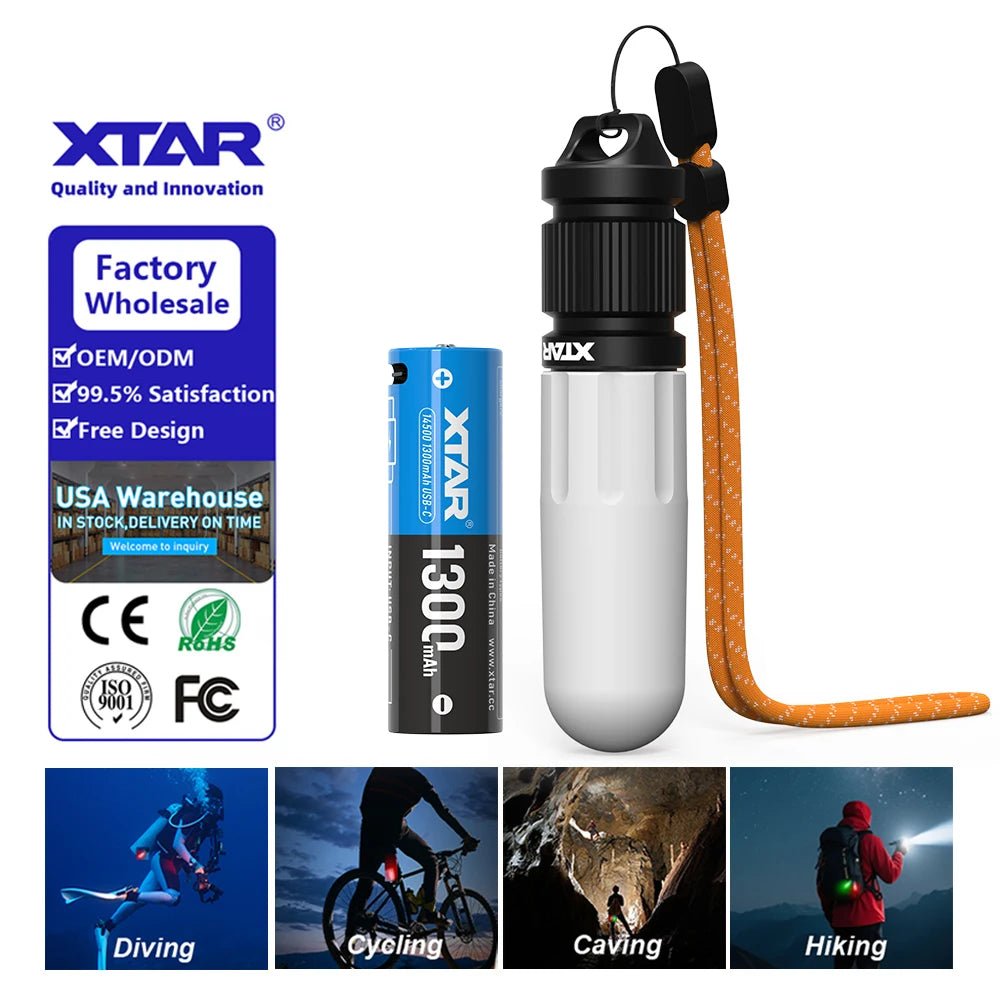 XTAR Original Factory New SD2 4 Colors with 14500 1200mAh Rechargeable Battery Power Underwater Diving Signal Light Buddy Beam