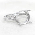 Sterling Silver 12*12mm Semi Mount Ring Empty Frame Blank Support Setting S925 Base Holder Without Center Stone for DIY Inlay