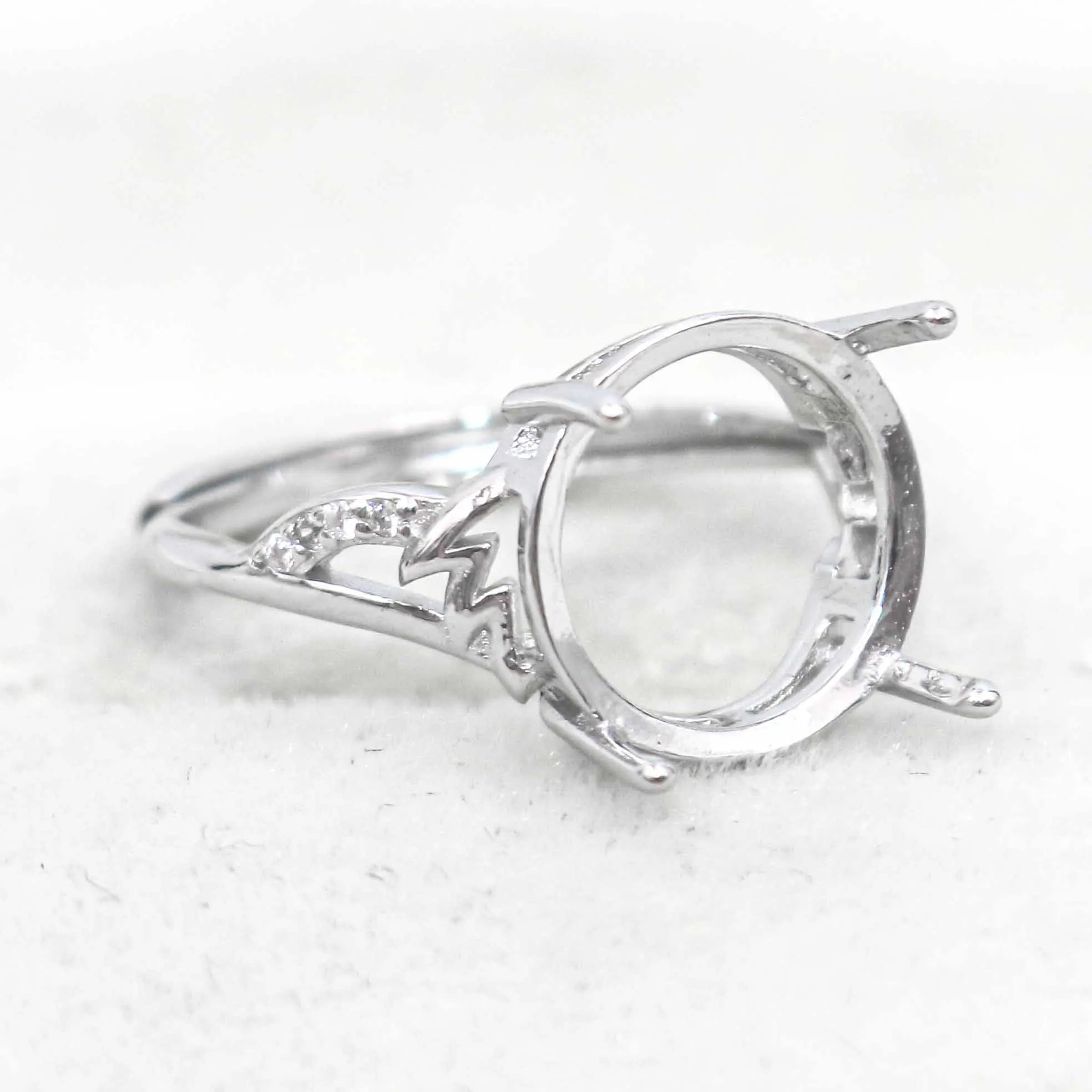 Sterling Silver 12*12mm Semi Mount Ring Empty Frame Blank Support Setting S925 Base Holder Without Center Stone for DIY Inlay
