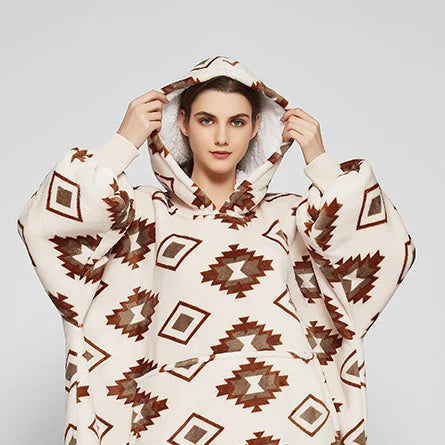 Factory Polyester Sherpa Blanket Hood Oversized Wearable Blanket Sweatshirt for Winter Cozy Plush Wearable Blanket Hoodie Adult
