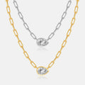 FUAMAY 925 Silver Solitaire Cubic Zircon Jewelry Paperclip Chain Water Drop Charm Necklace